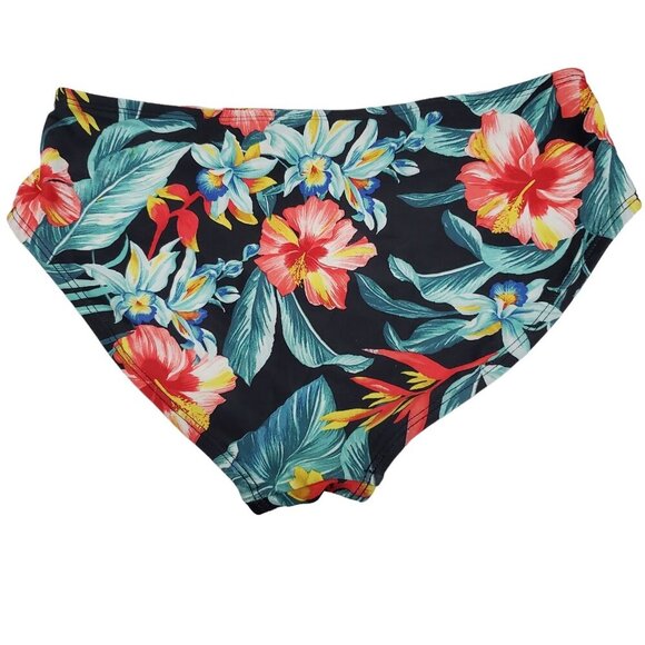 Old Navy Girl's Black Multicolor Tropical Hibiscus Print Swim‎ Bikini Bottoms XL - Picture 5 of 5